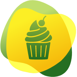 Icon of a cupcake to illustrate the large amount of sugar in our meals